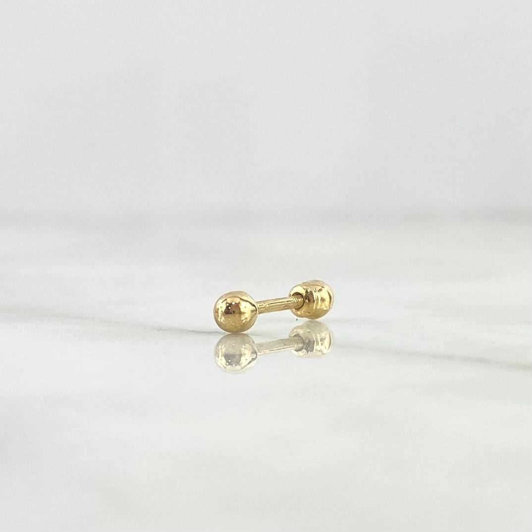 Piercing Bead 0.25gr / 1.3cm / 3mm Polished Thread Bead 18K Yellow Gold (Jewel)