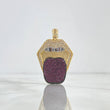 Pendant Tongue 7.9gr / 4cm / White Fuchsia Zircons Two Yellow White Golds