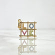 Pendant LOVE Frame 1.8gr / 2cm / Pastel Multicolored Zircons Yellow Gold
