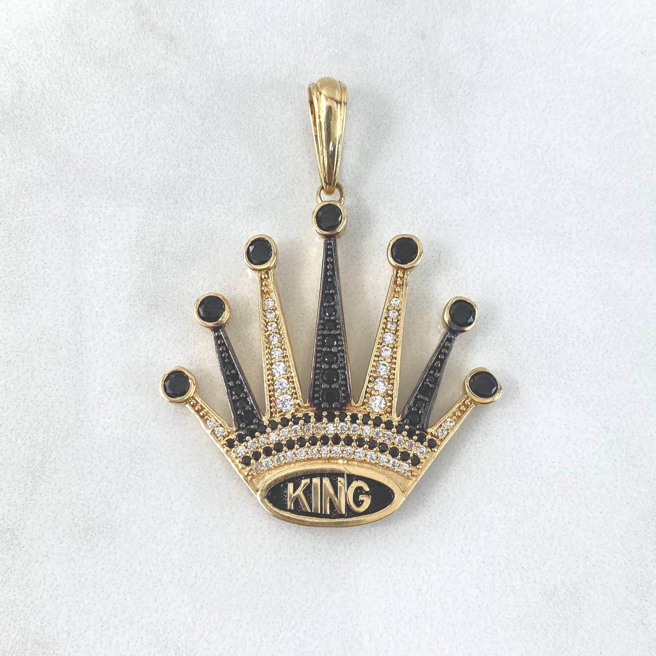 Pendant Corona 8.2gr / 4.6cm / White Black Zircons Yellow Gold