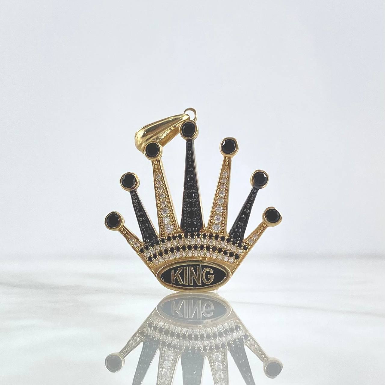 Pendant Corona 8.2gr / 4.6cm / White Black Zircons Yellow Gold