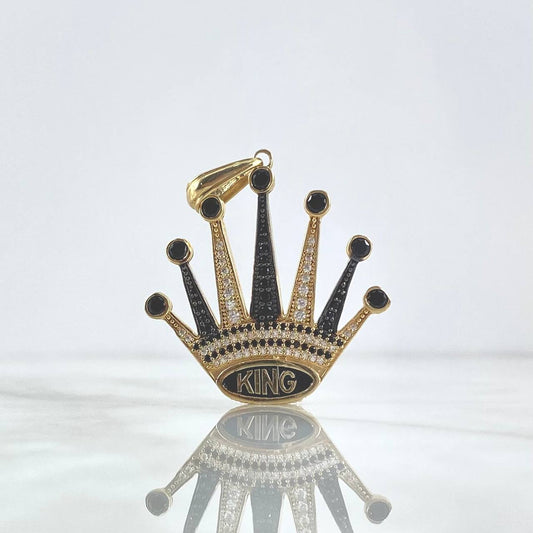 Pendant Corona 8.2gr / 4.6cm / White Black Zircons Yellow Gold