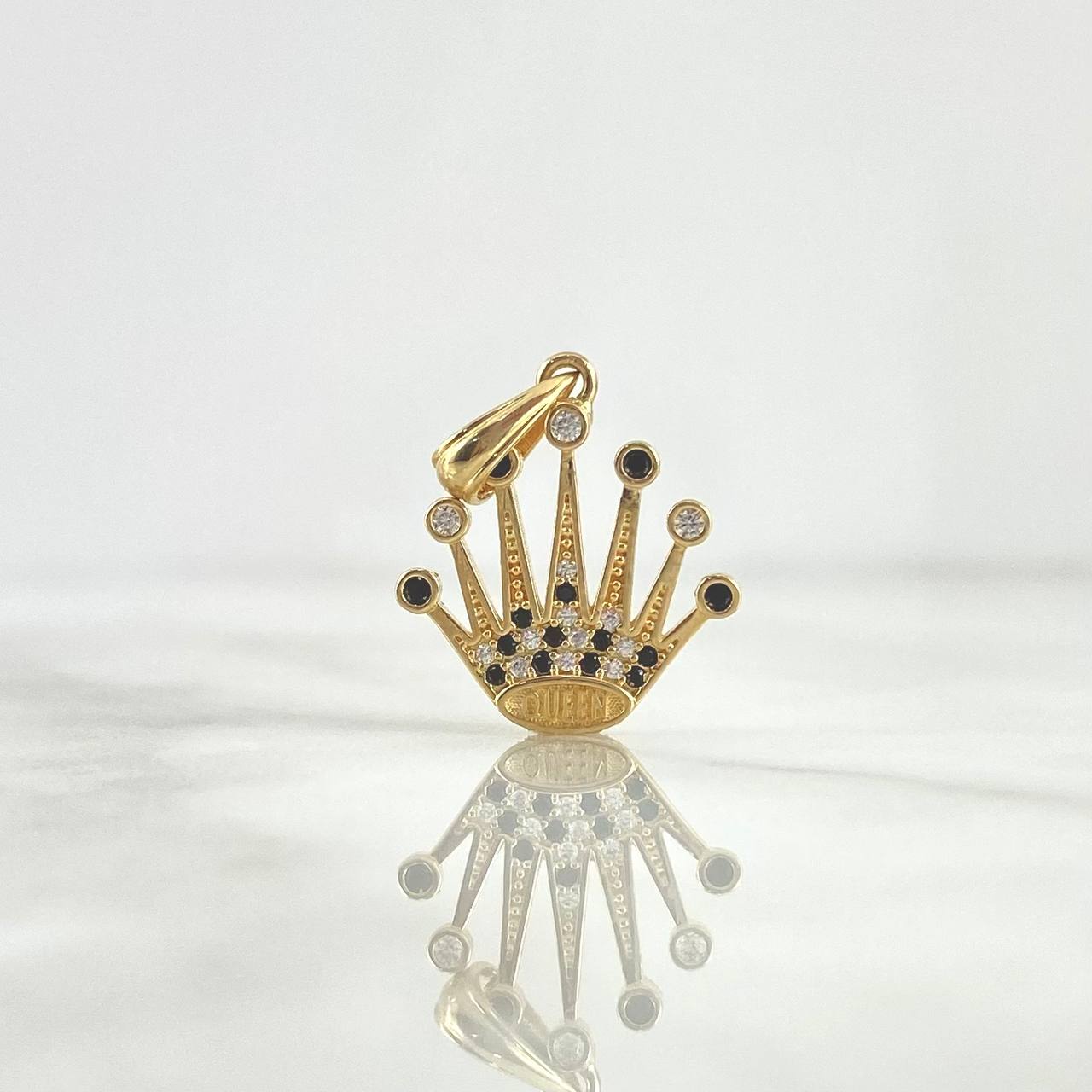 Pendant Corona 2.35gr / 2.4cm / White Black Zircons Yellow Gold