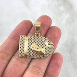 Pendant Bullet Cannon Rocket 10.8gr / 3.4cm / White Black Zircons Yellow Gold
