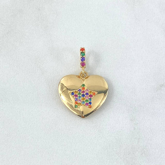 Pendant Heart Star 2.3gr / 2.5cm / Multicolored Zircons Yellow Gold