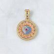 Pendant Rustic Gear Heart 6gr / 3.5cm / White Blue Fuchsia Zircons Three Golds