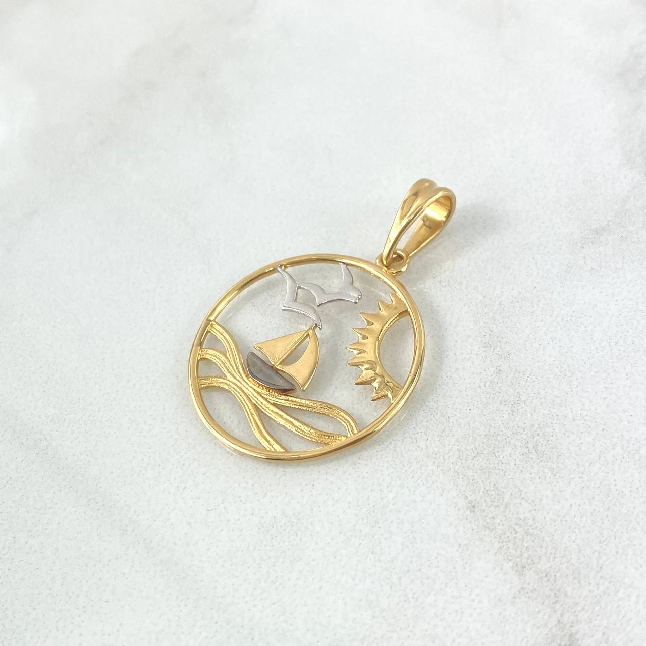 Pendant Sunset Beach 2.35gr / 3.2cm / Two Yellows White Gold