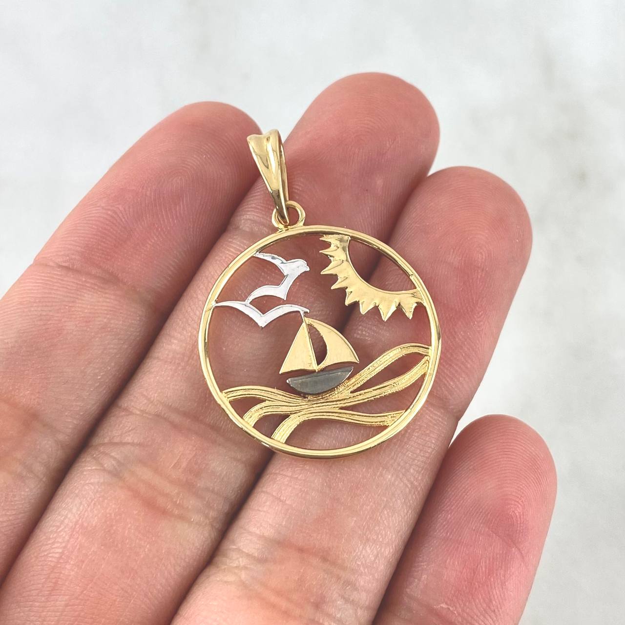 Pendant Sunset Beach 2.35gr / 3.2cm / Two Yellows White Gold