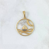 Pendant Sunset Beach 2.35gr / 3.2cm / Two Yellows White Gold