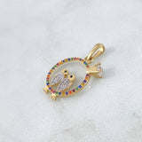 Pendant Nest 2.25gr / 2.5cm / Multicolored White Zircons Yellow Gold