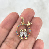 Pendant Nest 2.25gr / 2.5cm / Multicolored White Zircons Yellow Gold