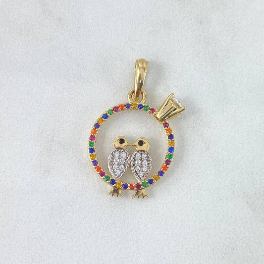 Pendant Nest 2.25gr / 2.5cm / Multicolored White Zircons Yellow Gold