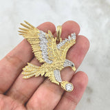 Pendant Eagle 14.4gr / 5cm / Textured White Zirconia Two Yellow and White Golds