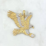 Pendant Eagle 14.4gr / 5cm / Textured White Zirconia Two Yellow and White Golds