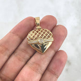 Pendant Heart Mesh Belt 6.75gr / 3.4cm / White Zircons Yellow Gold ©