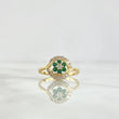 Flower Ring In Hoop 2.4gr / T6 1/4 / White and Green Zircons Yellow Gold