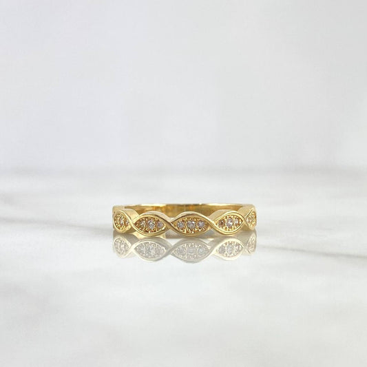 Infinite Eyes Ring 2.6gr / T6 3/4 / White Zircons Yellow Gold