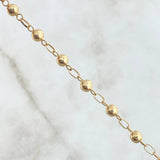 Tobillera Tipo Militar 4.35gr / 24.5cm / 4mm Bolas Lisas Oro Amarillo ©