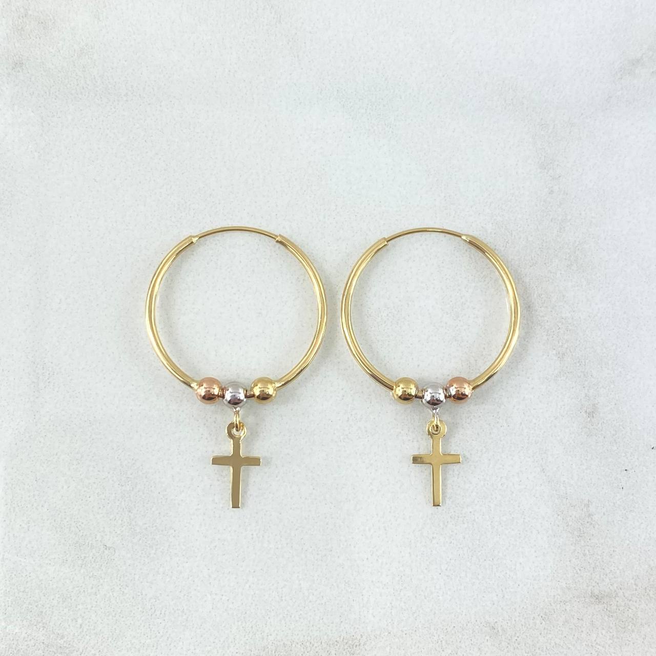 Hoop Earrings Cruz Polished 1.5gr / 3.2cm / 3mm Beads Polished Yellow Gold ©