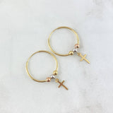 Hoop Earrings Cruz Polished 1.5gr / 3.2cm / 3mm Beads Polished Yellow Gold ©