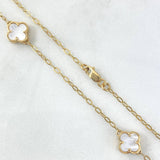 Chain Box Clover VCyA 7.35gr / 45cm / Smooth White Mother-of-Pearl Yellow Gold