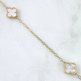 Chain Box Clover VCyA 7.35gr / 45cm / Smooth White Mother-of-Pearl Yellow Gold