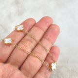 Chain Box Clover VCyA 7.35gr / 45cm / Smooth White Mother-of-Pearl Yellow Gold
