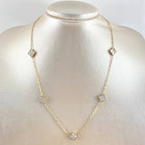 Chain Box Clover VCyA 7.35gr / 45cm / Smooth White Mother-of-Pearl Yellow Gold