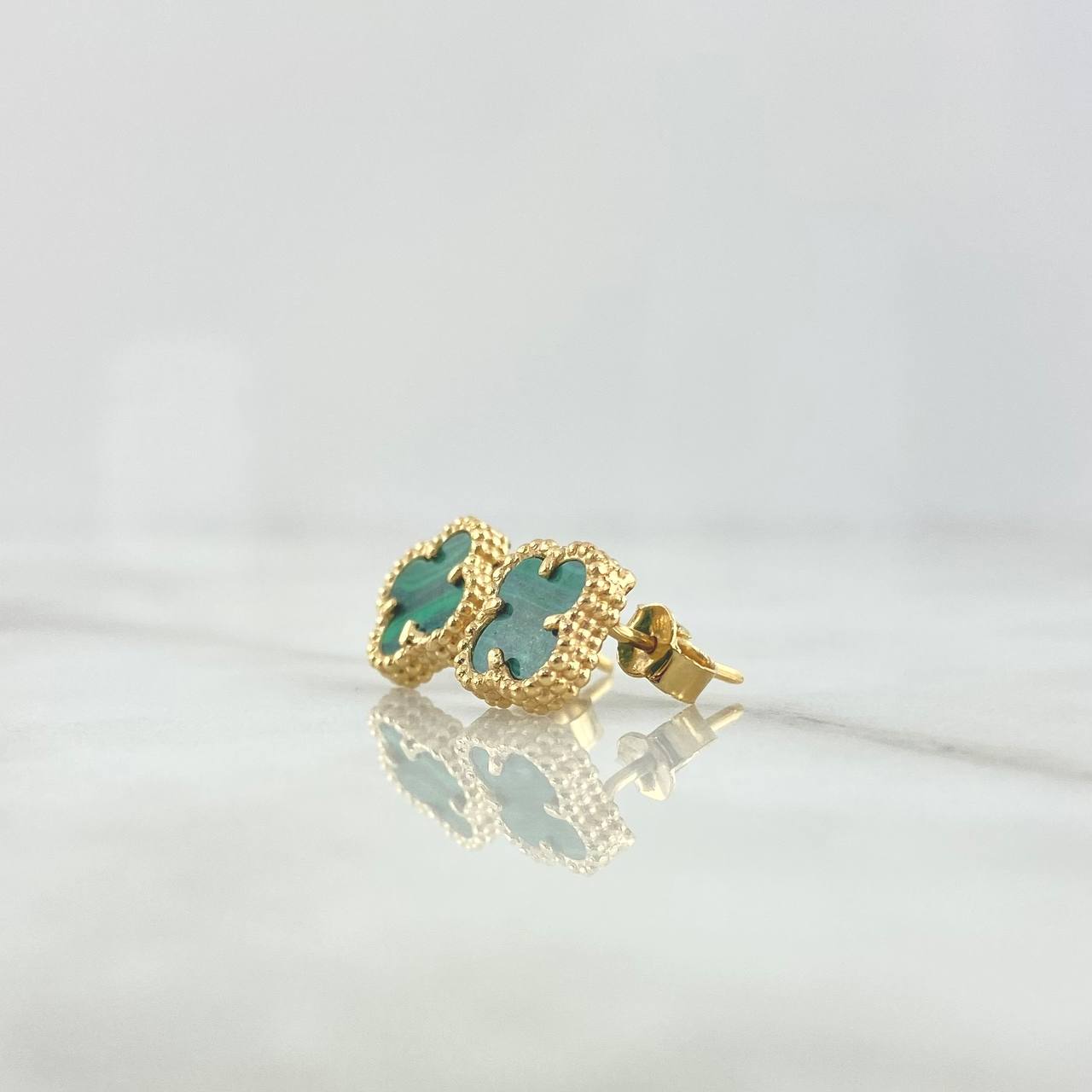 Topos Trébol VCyA 2.55gr / 1cm / Malaquita Verde Broche Mariposa Oro Amarillo 18K ©