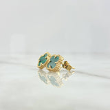 Topos Trébol VCyA 2.55gr / 1cm / Malaquita Verde Broche Mariposa Oro Amarillo 18K ©