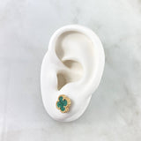 Topos Trébol VCyA 2.5gr / 8.9mm Malaquita Verde Broche Mariposa Oro Amarillo 18K