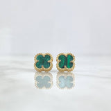 Topos Trébol VCyA 2.55gr / 1cm / Malaquita Verde Broche Mariposa Oro Amarillo 18K ©