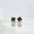 Stud Earrings Trébol VCyA 1.95gr / 7mm Diamond Cut Punteado Lobster Claw Mariposa Oro Amarillo 18K ©