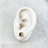 Stud Earrings Trébol VCyA 1.95gr / 7mm Diamond Cut Punteado Lobster Claw Mariposa Oro Amarillo 18K ©