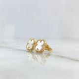 Stud Earrings Clover VCyA 2.25gr / 1/4 in / 7mm Plain Green Malachite Yellow Gold Nac.Esp.