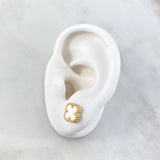 Stud Earrings Clover VCyA 2.25gr / 1/4 in / 7mm Plain Green Malachite Yellow Gold Nac.Esp.