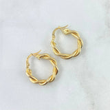 Hoop Earrings Angi 2.1gr / 2.1cm / Yellow Gold 18K Dotted Snake