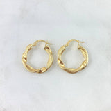 Hoop Earrings Weigh 2.5gr / 2.3cm / Striped Twisted Yellow Gold