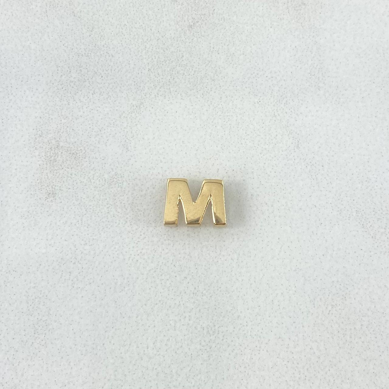 Herraje Letra M 0.4gr / 6mm Tambor Oro Amarillo 18K