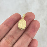 Pendant Miraculous Virgin 0.75gr / 2.3cm / Stamped Border Charger Yellow Gold