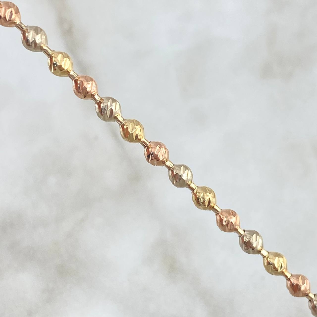 Pulso Militar 7.1gr / 21cm / 3.5mm Diamantada Tres Oros 18K