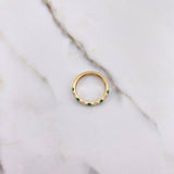 Churumbela Ring 2.75gr / Size 6 3/4 / White Green Zircons Yellow Gold &