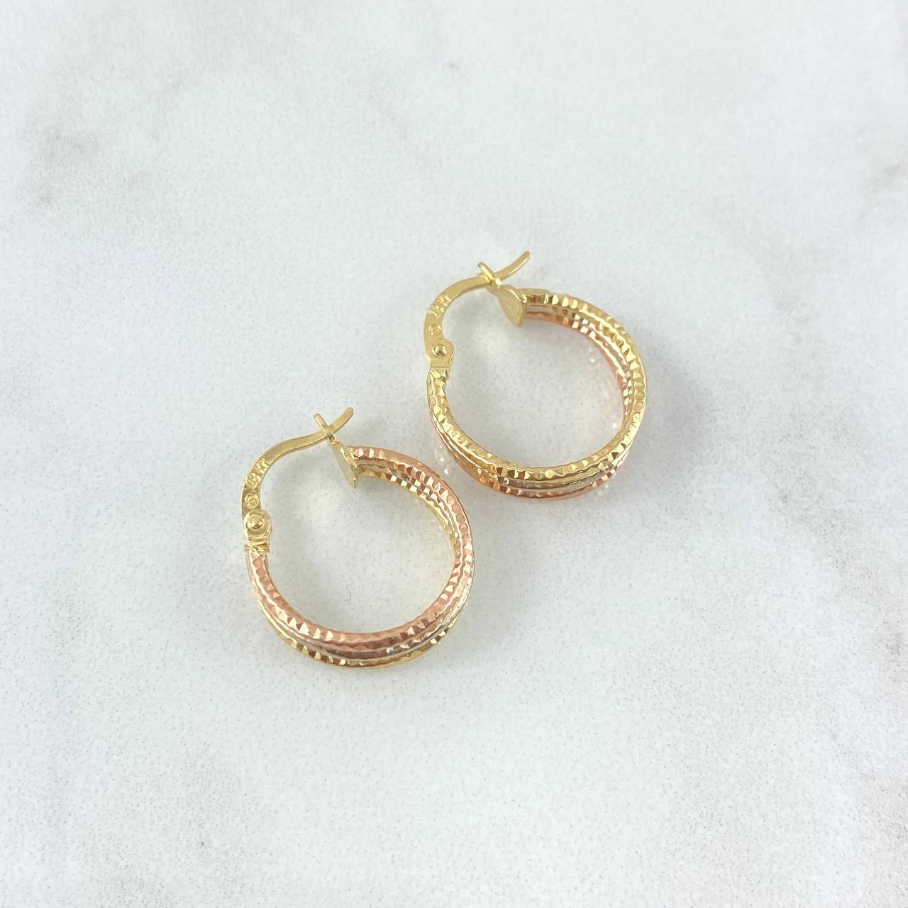 Candongas Daki 1.75gr / 1.9cm / Diamantadas Tres Oros 18K