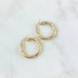 Hoop Earrings Bella 2.3gr / 2.4cm / Striped Twisted Yellow Gold