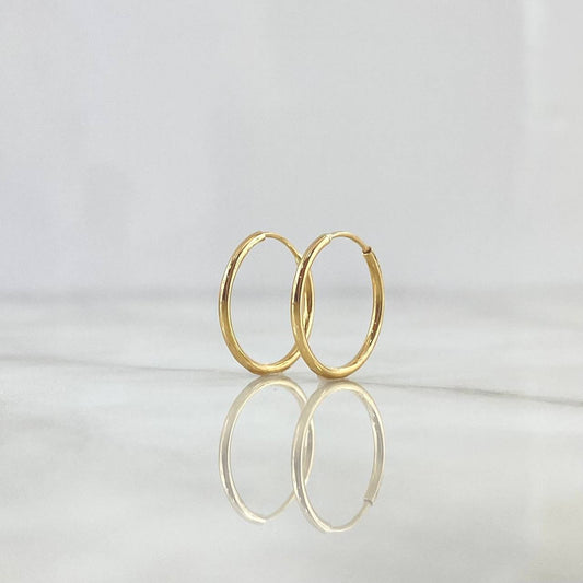 Candongas Aro Liso 0.6gr / 1/2 in / Oro Amarillo 18K