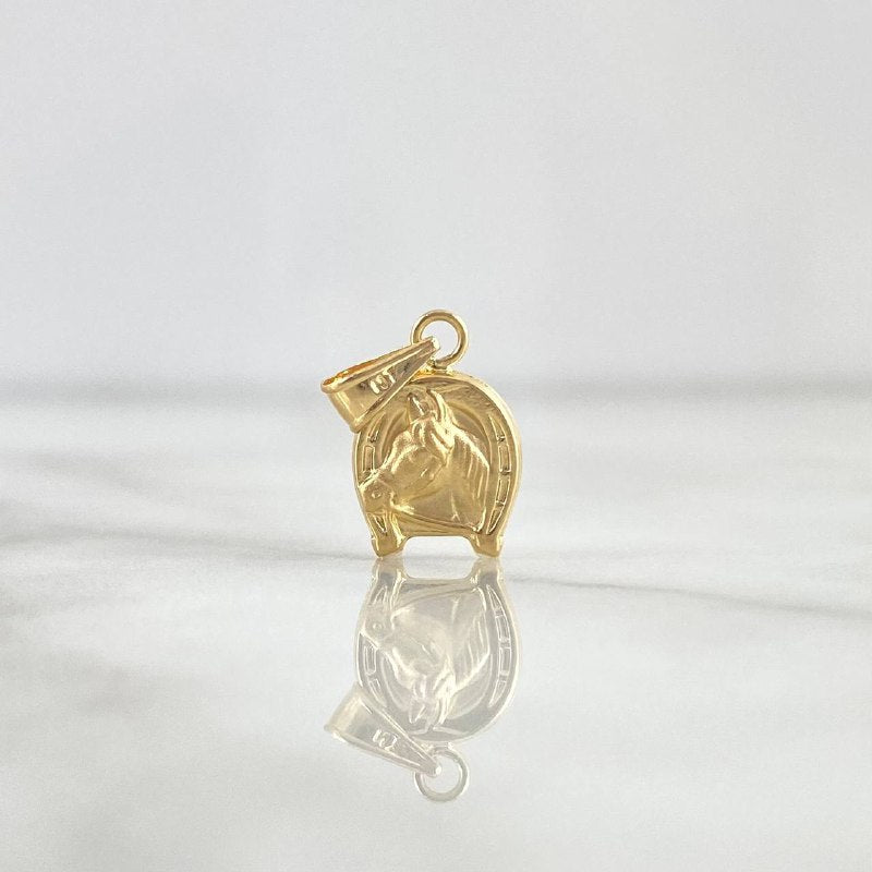 Pendant Horseshoe Horse 0.5gr / 0.7in / Pierced 18K Gold ©
