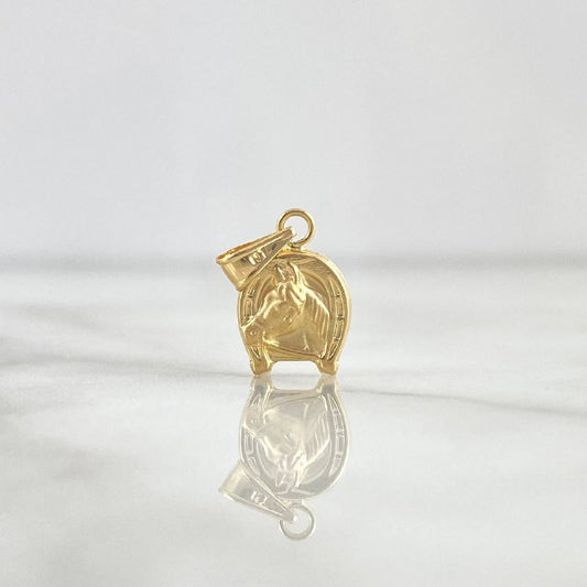 Pendant Horseshoe Horse 0.5gr / 0.7in / Pierced 18K Gold ©