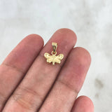 Pendant Butterfly 0.45gr / 1.3cm / Matte - Stamped - Smooth Yellow Gold Clasp