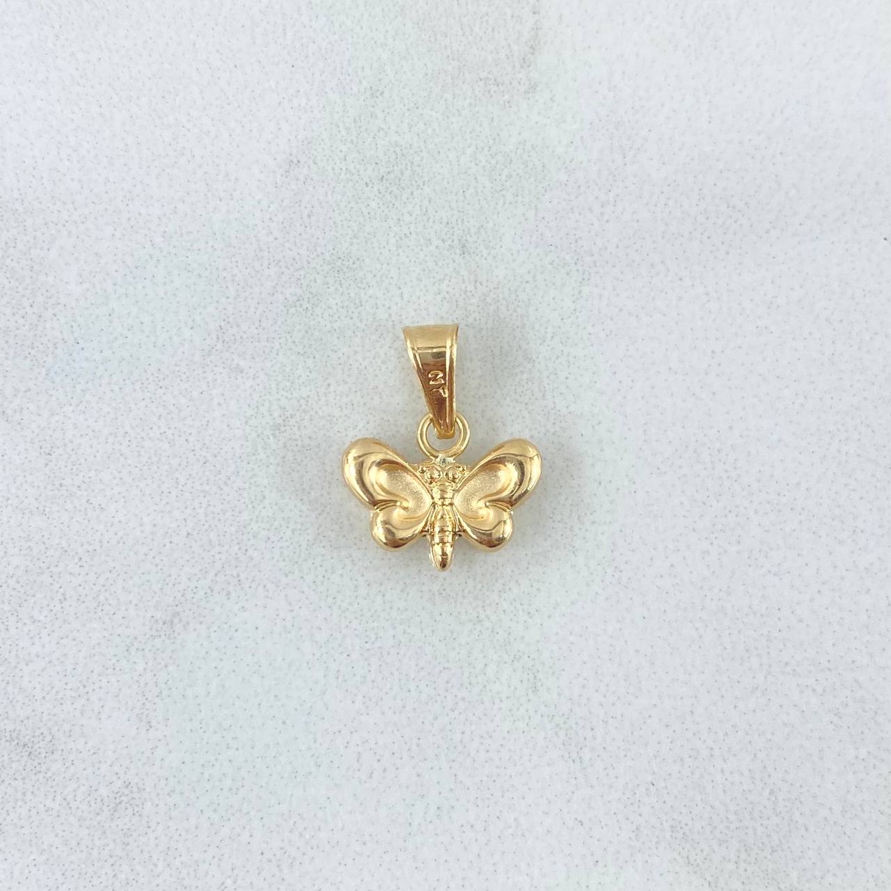Pendant Butterfly 0.45gr / 1.3cm / Matte - Stamped - Smooth Yellow Gold Clasp