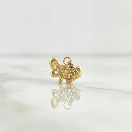 Pendant Butterfly 0.45gr / 1.3cm / Matte - Stamped - Smooth Yellow Gold Clasp